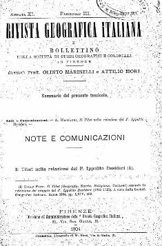 Il Tibet secondo la relazione di viaggio di P. Ippolito Desideri